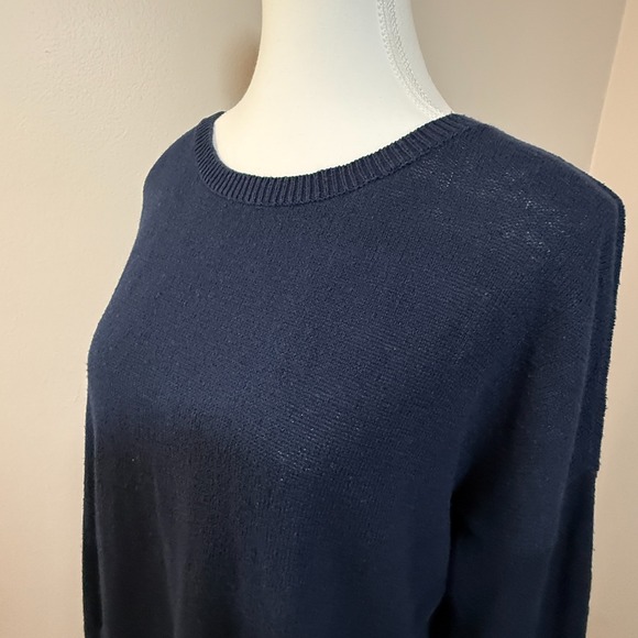 Eileen Fisher Navy Longline Organic Cotton Blend Sweater - Picture 4 of 9